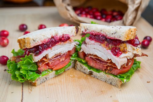 Roast Turkey Club Sandwich with Cranberry Sauce