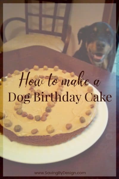This easy dog birthday cake is the perfect homemade treat for your dog's birthday! It's made with peanut butter and carrots so your dog will love it!