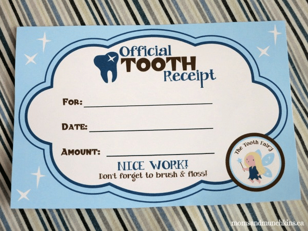 tooth fairy receipt