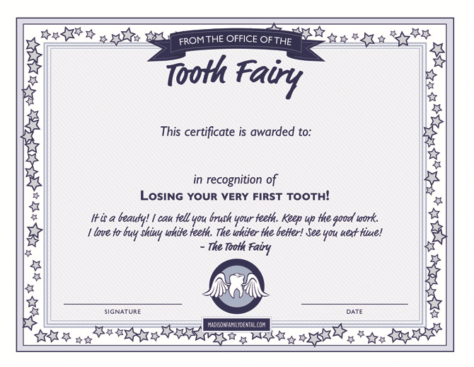 tooth fairy certificate