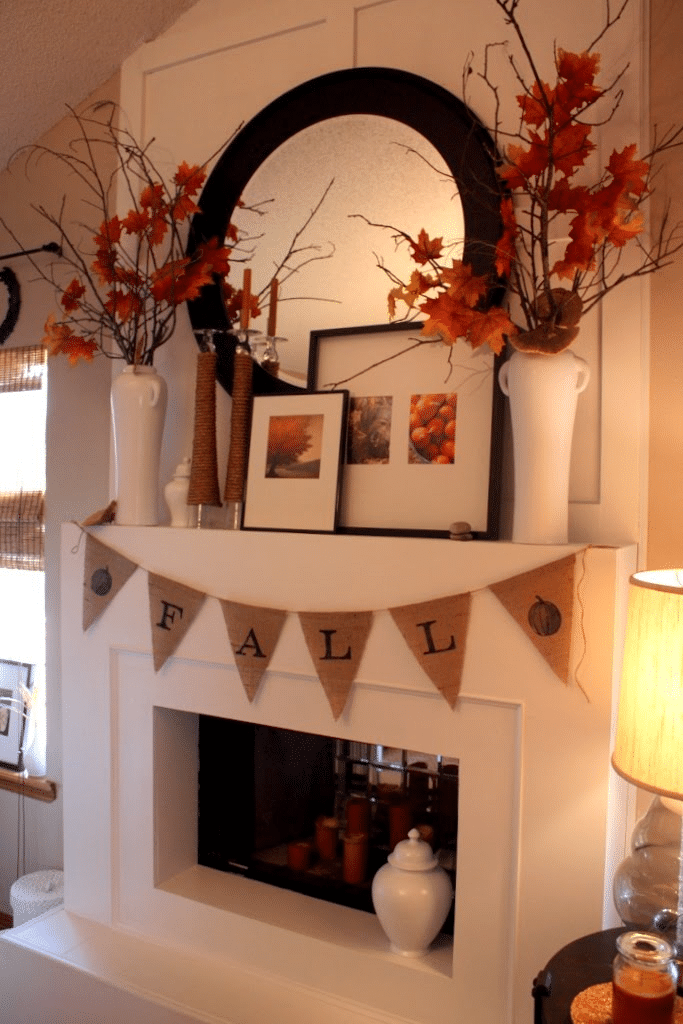 modern fall mantel decor