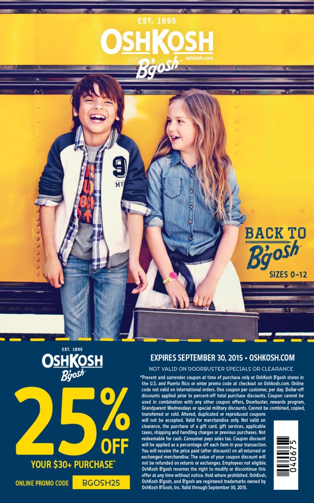 OshKosh B'gosh 25% off coupon
