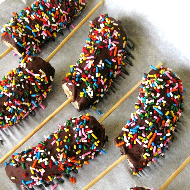 after school snacks - chocolate covered frozen bananas