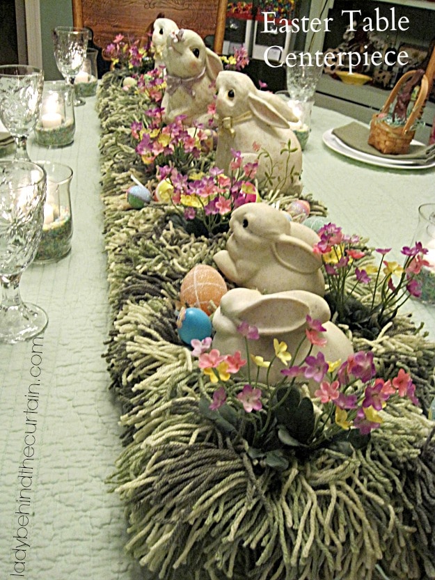 bunnies in the grass easter tablescape