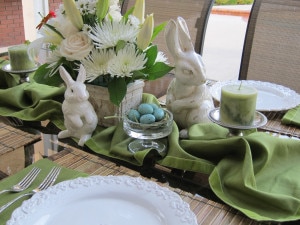 spring bunnies and eggs table