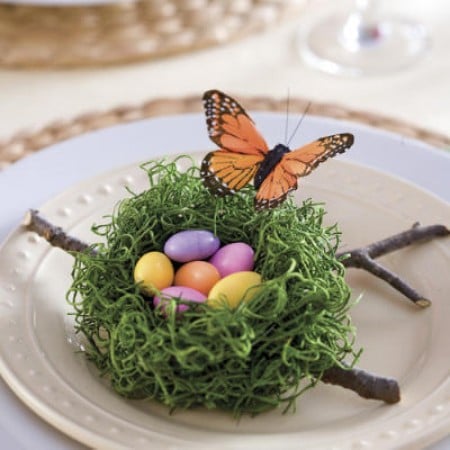 birds nest table setting