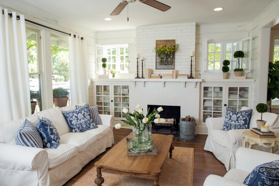 white brick fireplace mantel