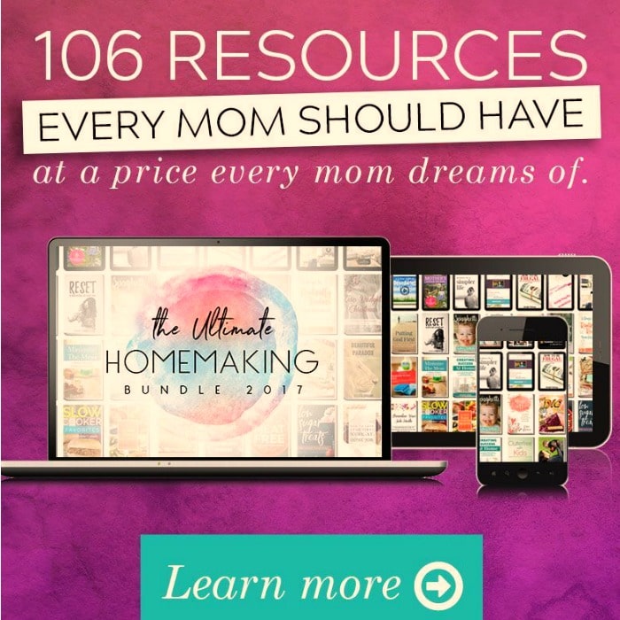 The Ultimate Homemaking Bundle covers everything you need to make homemaking and mothering easier…recipes, cleaning tips, parenting helps, and so much more!
