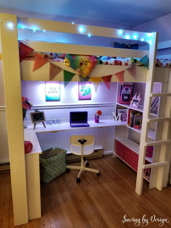 tween loft bed with desk