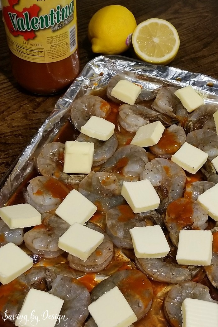 shrimp with butter slices