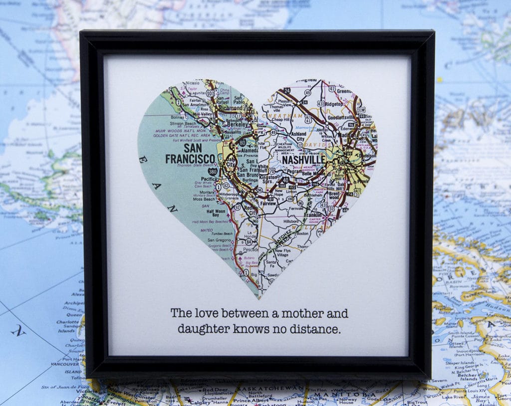 custom mom and daughter heart map